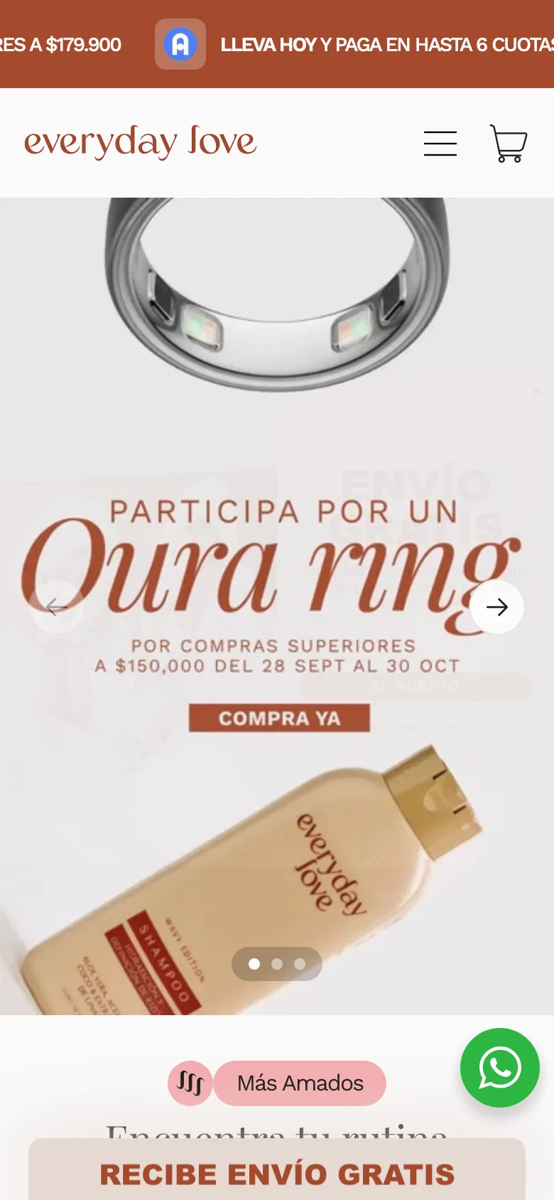 Tienda de Everyday Love en un teléfono