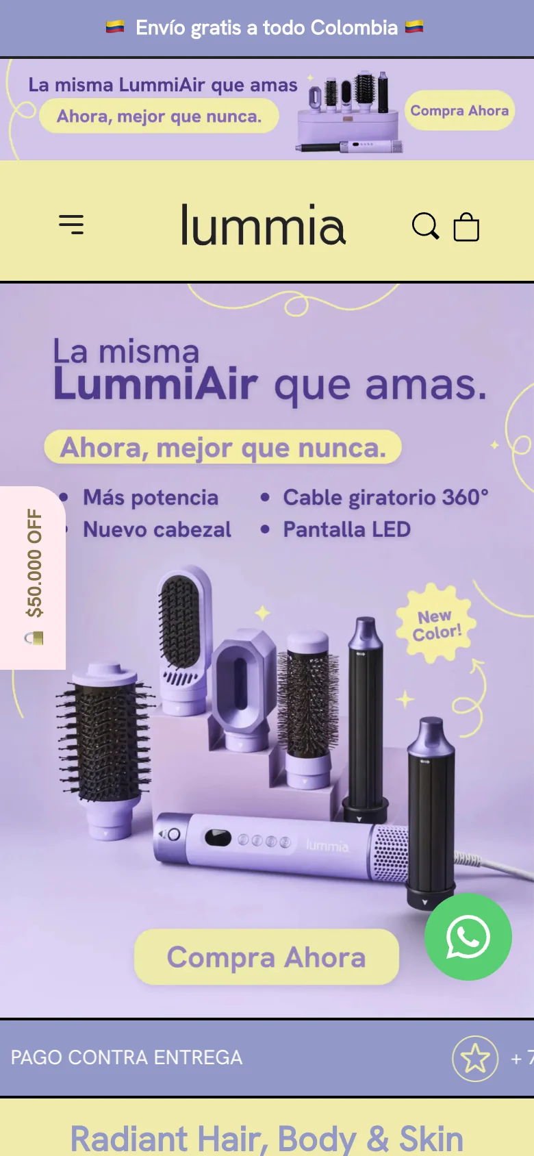 Tienda de Lummia en un teléfono