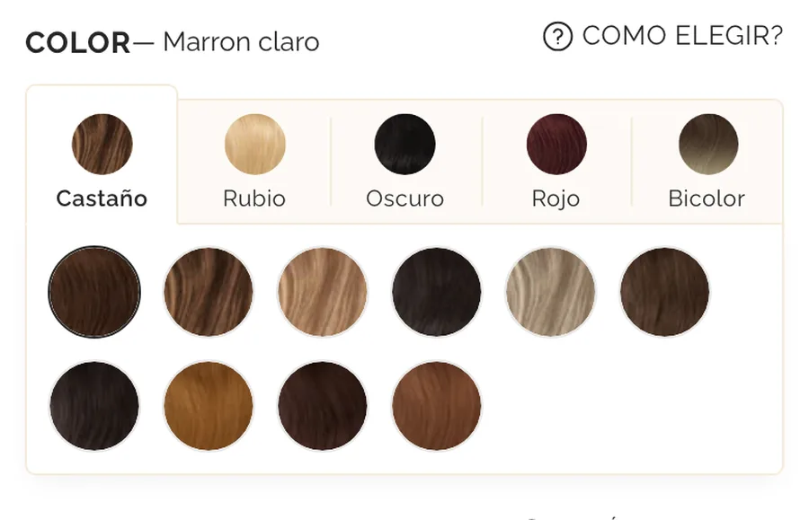 Familias de color con foto y, debajo, los tonos de la familia elegida