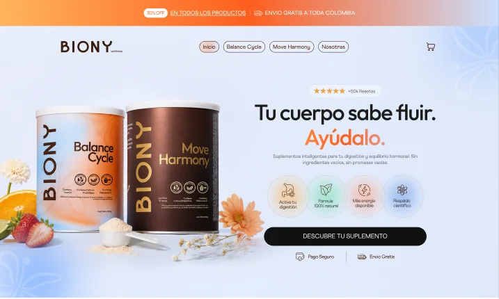 Página de inicio de una tienda construida por ConvertMate